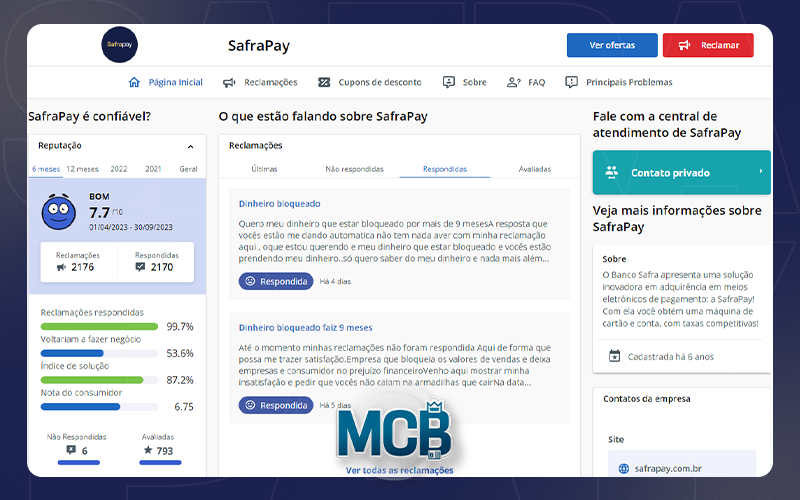 A maquininha SafraPay tem boas avaliações pelos usuários